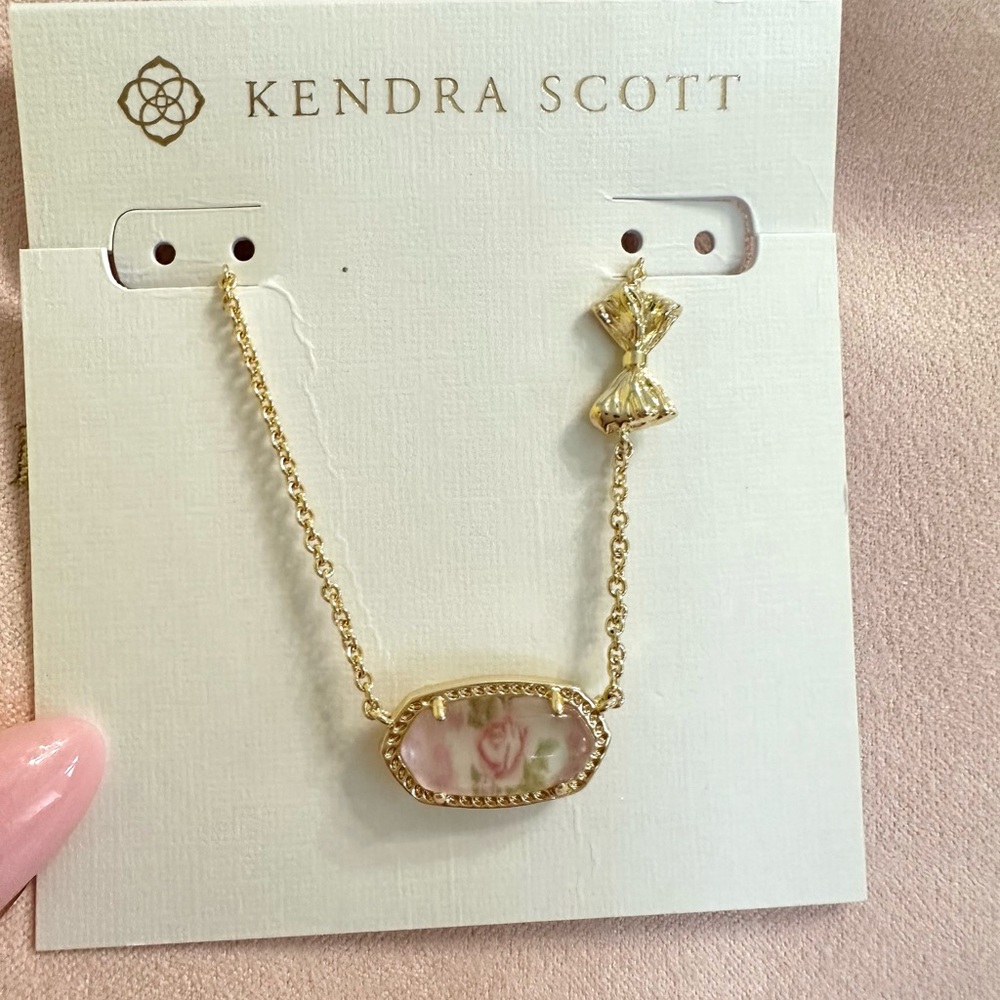 🎀Kendra Scott x LoveShackFancy 🎀 Elisa in Marie Pink Heirloom new with bag - Picture 2 of 15